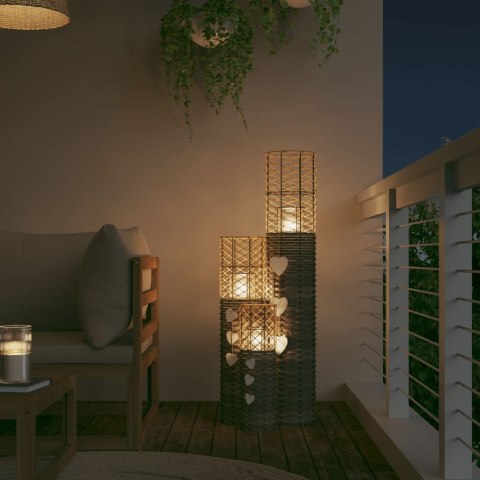 LAMPIONY ŚWIECZNIKI 3 SZTUKI SZARE WIKLINA