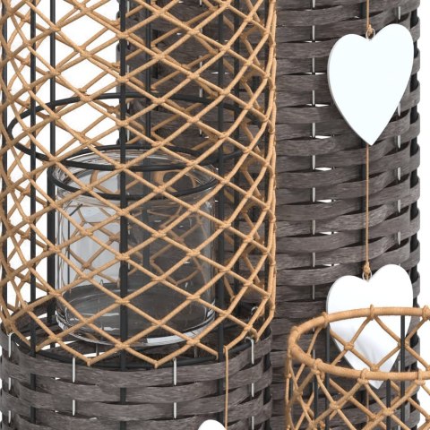 LAMPIONY ŚWIECZNIKI 3 SZTUKI SZARE WIKLINA