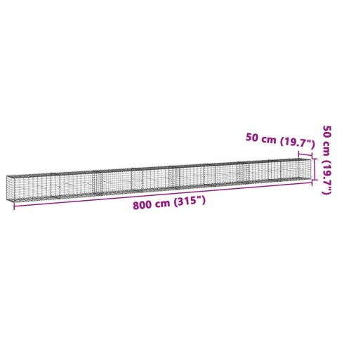 KOSZ GABIONOWY Z POKRYWĄ 800X50X50CM GALWANIZOWANE ŻELAZO