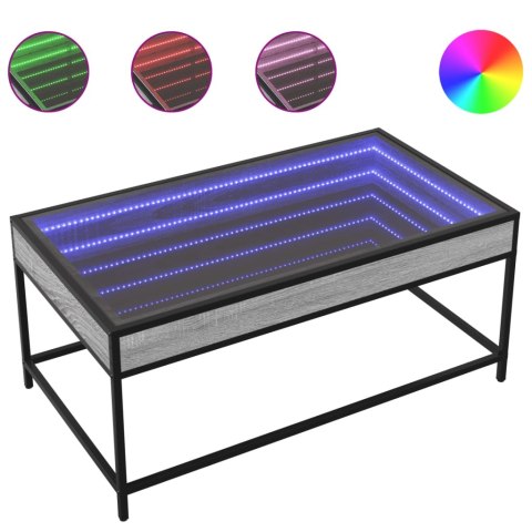 STOLIK KAWOWY Z LED INFINITY SZARY DĄB SONOMA 90X50X41CM