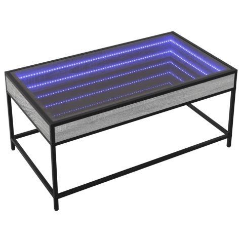 STOLIK KAWOWY Z LED INFINITY SZARY DĄB SONOMA 90X50X41CM