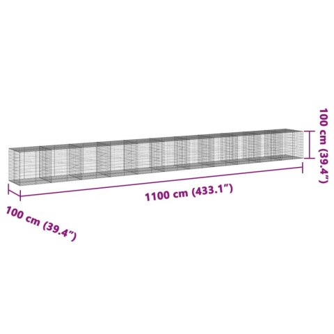 KOSZ GABIONOWY Z POKRYWĄ 1100X100X100CM GALWANIZOWANE ŻELAZO