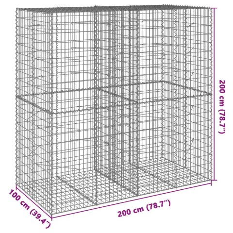 KOSZ GABIONOWY Z POKRYWĄ 200X100X200CM GALWANIZOWANE ŻELAZO