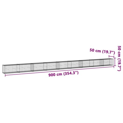 KOSZ GABIONOWY Z POKRYWĄ 900X50X50CM GALWANIZOWANE ŻELAZO