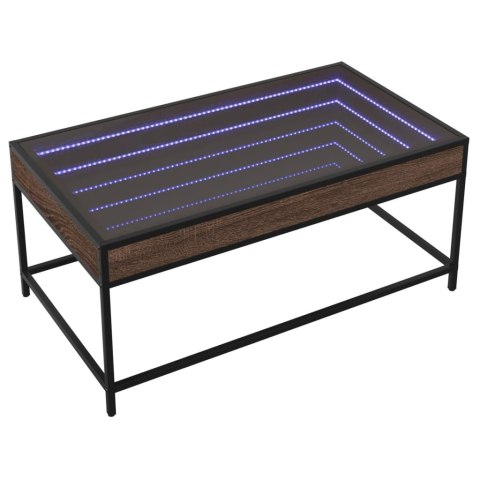 STOLIK KAWOWY Z LED INFINITY BRĄZOWY DĄB 90X50X41CM