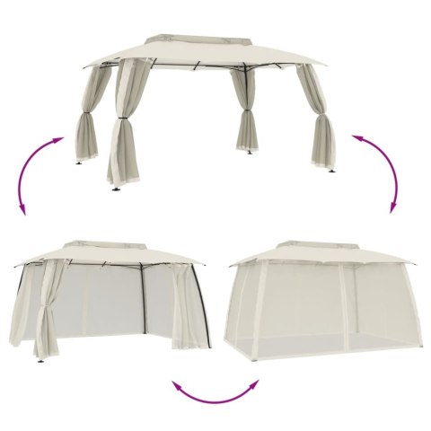 ALTANA Z PODWÓJNYM DACHEM I SIATKĄ WOKÓŁ KREMOWA 3,93X2,93M