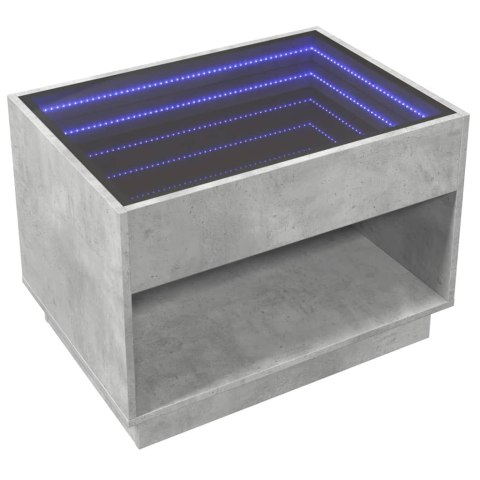 STOLIK KAWOWY Z LED INFINITY SZAROŚĆ BETONU 70X50X50CM