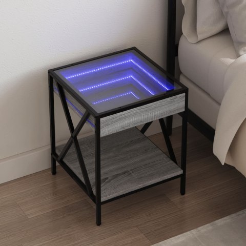 STOLIK KAWOWY Z LED INFINITY SZARY DĄB SONOMA 40X40X49CM