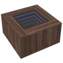 STOLIK KAWOWY Z LED BRĄZOWY DĄB 60X60X40CM