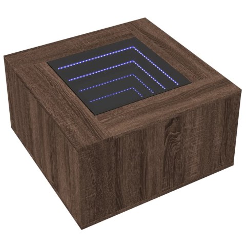 STOLIK KAWOWY Z LED BRĄZOWY DĄB 60X60X40CM
