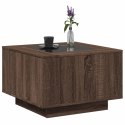STOLIK KAWOWY Z LED BRĄZOWY DĄB 60X60X40CM