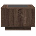 STOLIK KAWOWY Z LED BRĄZOWY DĄB 60X60X40CM