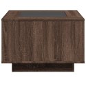 STOLIK KAWOWY Z LED BRĄZOWY DĄB 60X60X40CM