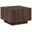 STOLIK KAWOWY Z LED BRĄZOWY DĄB 60X60X40CM