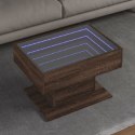 STOLIK KAWOWY Z LED BRĄZOWY DĄB 70X50X45CM