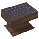 STOLIK KAWOWY Z LED BRĄZOWY DĄB 70X50X45CM