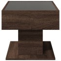 STOLIK KAWOWY Z LED BRĄZOWY DĄB 70X50X45CM