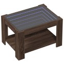 STOLIK KAWOWY Z LED BRĄZOWY DĄB 73X53X45CM