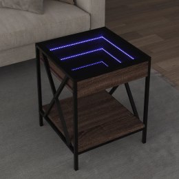 STOLIK KAWOWY Z LED INFINITY BRĄZOWY DĄB 40X40X49CM