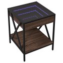 STOLIK KAWOWY Z LED INFINITY BRĄZOWY DĄB 40X40X49CM