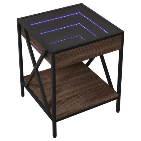 STOLIK KAWOWY Z LED INFINITY BRĄZOWY DĄB 40X40X49CM