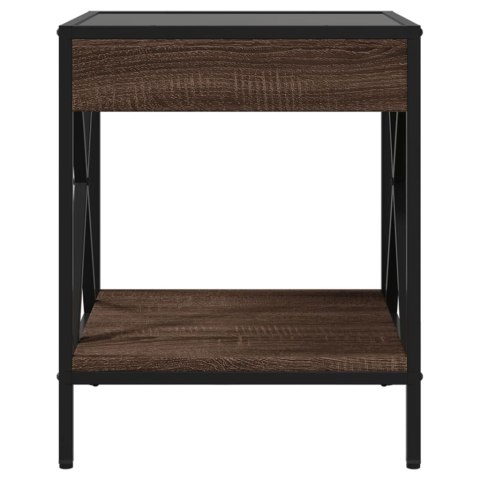 STOLIK KAWOWY Z LED INFINITY BRĄZOWY DĄB 40X40X49CM
