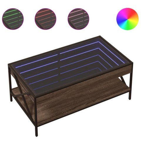 STOLIK KAWOWY Z LED INFINITY BRĄZOWY DĄB 90X50X38CM