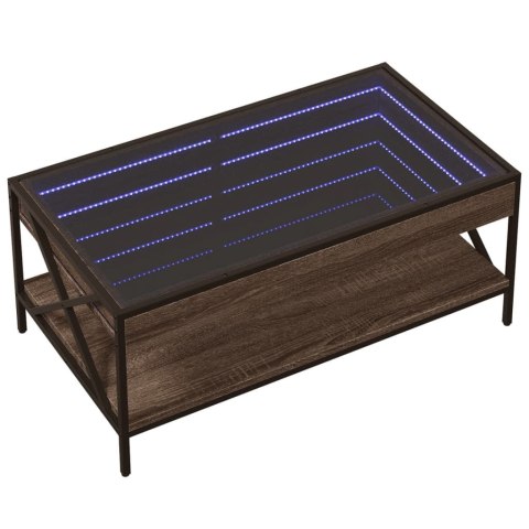 STOLIK KAWOWY Z LED INFINITY BRĄZOWY DĄB 90X50X38CM
