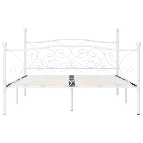 RAMA ŁÓŻKA ZE STELAŻEM Z LISTW BIAŁA METALOWA 200X200CM