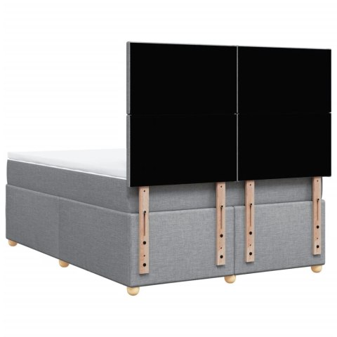 ŁÓŻKO KONTYNENTALNE Z MATERACEM JASNOSZARE 140X200CM TKANINA