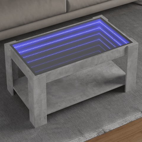 STOLIK KAWOWY Z LED SZAROŚĆ BETONU 93X53X45CM