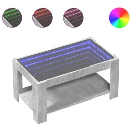 STOLIK KAWOWY Z LED SZAROŚĆ BETONU 93X53X45CM