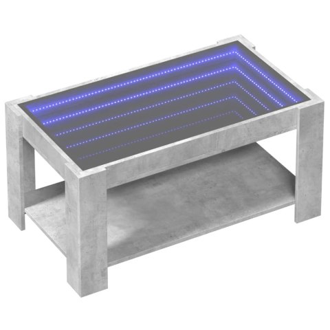 STOLIK KAWOWY Z LED SZAROŚĆ BETONU 93X53X45CM