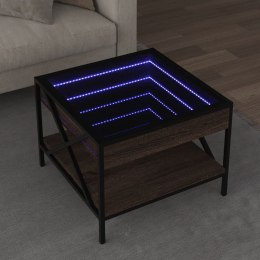 STOLIK KAWOWY Z LED INFINITY BRĄZOWY DĄB 50X50X38CM