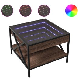 STOLIK KAWOWY Z LED INFINITY BRĄZOWY DĄB 50X50X38CM