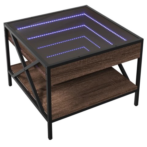 STOLIK KAWOWY Z LED INFINITY BRĄZOWY DĄB 50X50X38CM