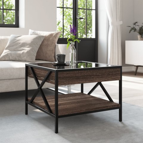 STOLIK KAWOWY Z LED INFINITY BRĄZOWY DĄB 50X50X38CM