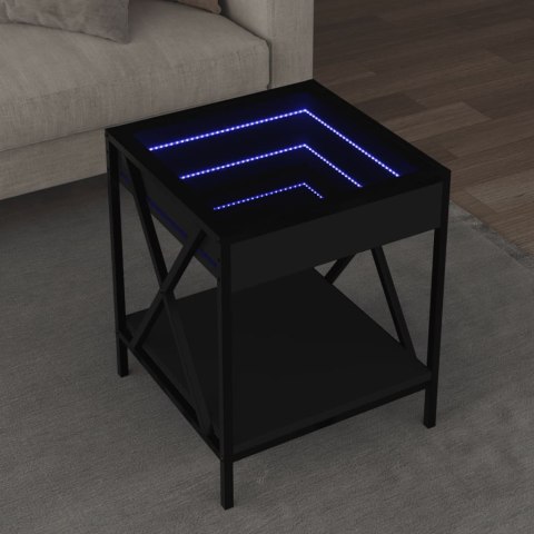 STOLIK KAWOWY Z LED INFINITY CZARNY 40X40X49CM
