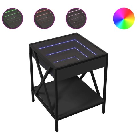 STOLIK KAWOWY Z LED INFINITY CZARNY 40X40X49CM