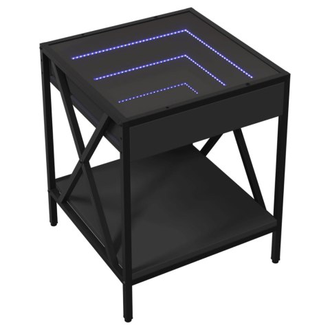 STOLIK KAWOWY Z LED INFINITY CZARNY 40X40X49CM