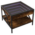 STOLIK KAWOWY Z LED INFINITY PRZYDYMIONY DĄB 50X50X38CM