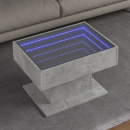 STOLIK KAWOWY Z LED SZAROŚĆ BETONU 70X50X45CM
