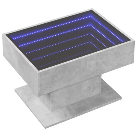 STOLIK KAWOWY Z LED SZAROŚĆ BETONU 70X50X45CM