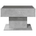 STOLIK KAWOWY Z LED SZAROŚĆ BETONU 70X50X45CM