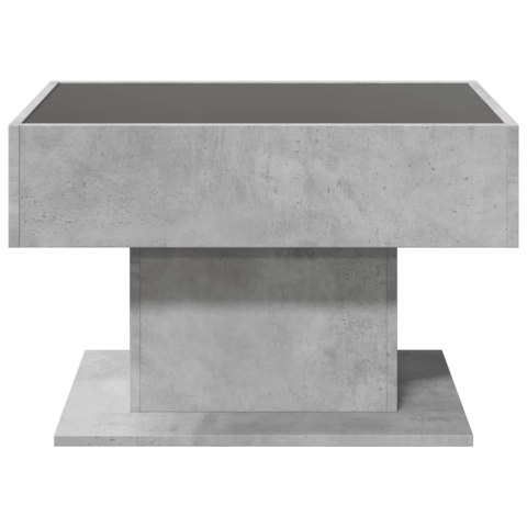 STOLIK KAWOWY Z LED SZAROŚĆ BETONU 70X50X45CM