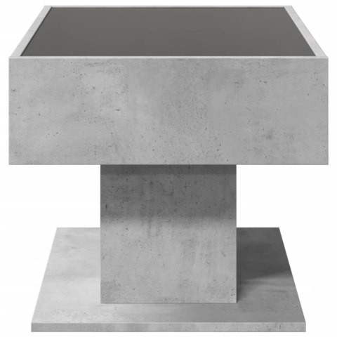 STOLIK KAWOWY Z LED SZAROŚĆ BETONU 70X50X45CM