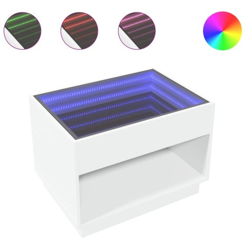 STOLIK KAWOWY Z LED INFINITY BIAŁY 70X50X50CM