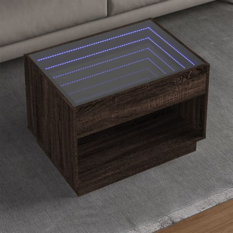 STOLIK KAWOWY Z LED INFINITY BRĄZOWY DĄB 70X50X50CM