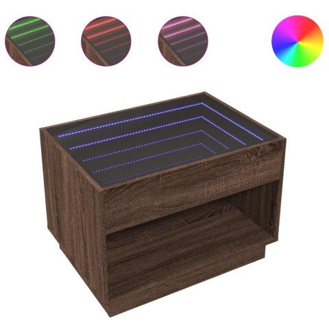 STOLIK KAWOWY Z LED INFINITY BRĄZOWY DĄB 70X50X50CM
