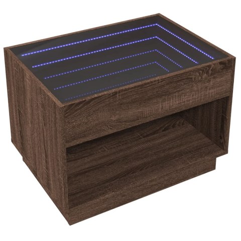 STOLIK KAWOWY Z LED INFINITY BRĄZOWY DĄB 70X50X50CM